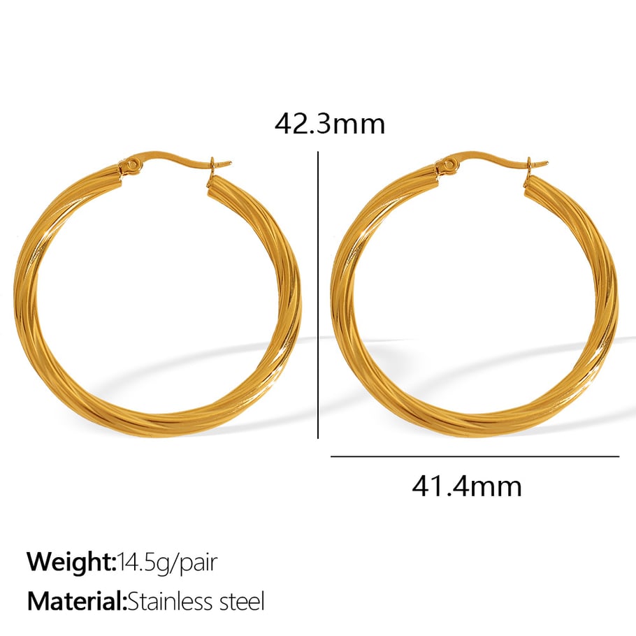 1 Paar Creolen der Classic-Serie, elegant, geometrisch, Titanstahl, 18 Karat vergoldet, für Damen Bild2