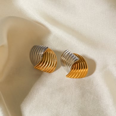 1 paar mode einfache stil pendeln geometrische edelstahl  vergoldet frauen ohrstecker h5 Bild2