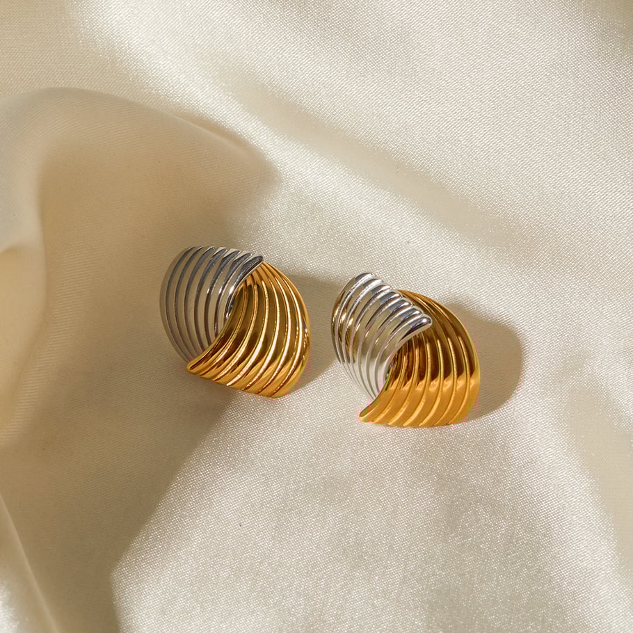 1 paar mode einfache stil pendeln geometrische edelstahl  vergoldet frauen ohrstecker Bild2