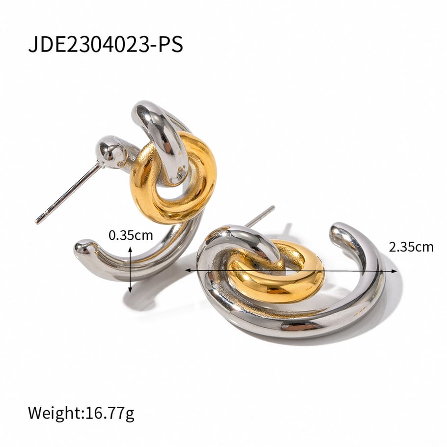 new style fashion creative architectural style minimalist line earrings gold stainless steel earrings for women h5Picture2