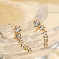 EH830 White Zirconium Gold Earrings 