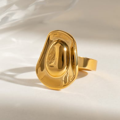 1 Pair Simple Series Elegant line Stainless Steel 18K Gold Plated Women Single Rings h5 