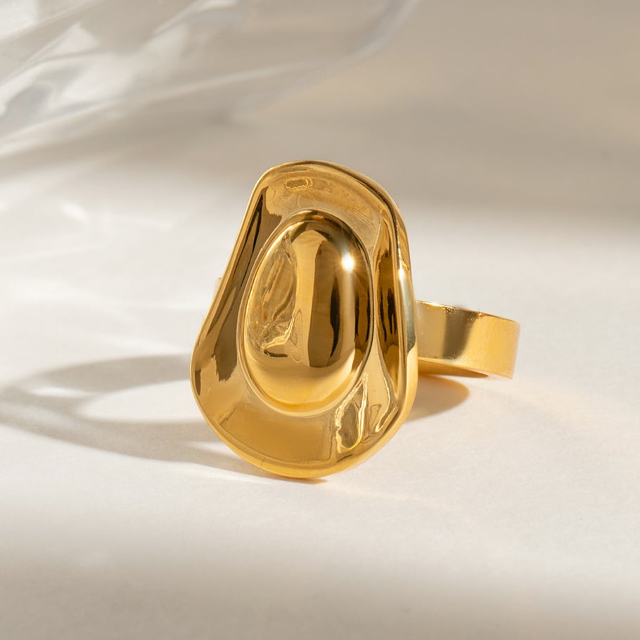 1 Pair Simple Series Elegant line Stainless Steel 18K Gold Plated Women Single Rings 