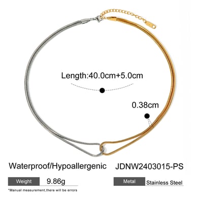 18k gold stainless steel gold and silver color matching flat snake bone chain necklace ins cold style unique design titanium steel necklace h5 Picture2