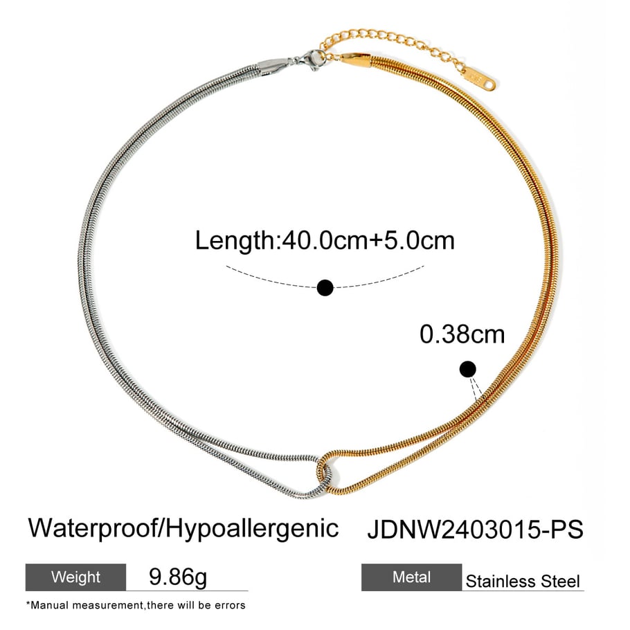 18k gold stainless steel gold and silver color matching flat snake bone chain necklace ins cold style unique design titanium steel necklace Picture2