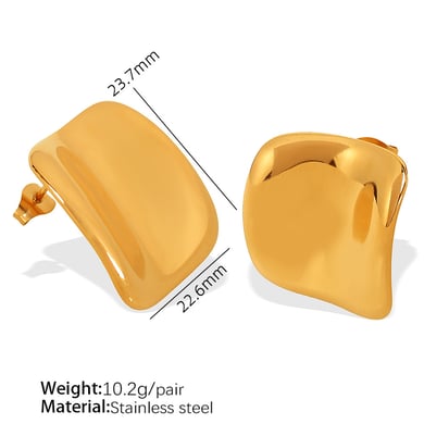1 Pair Simple Series Glossy Stainless Steel 18K Gold Color Plated Women's Stud Earrings h5 Picture2