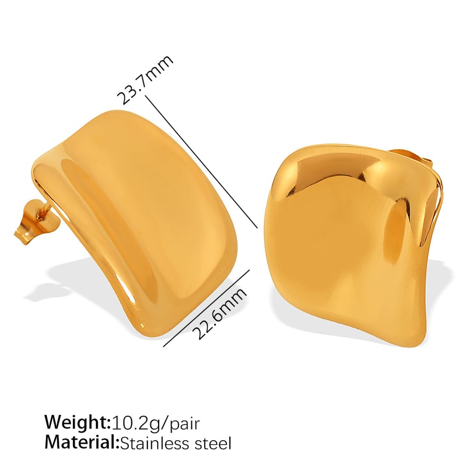 1 Pair Simple Series Glossy Stainless Steel 18K Gold Color Plated Women's Stud Earrings Picture2