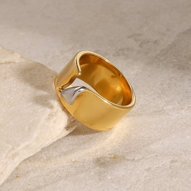1 Pair Simple Series Daily Geometric Stainless Steel 18K Gold Plated Women Single Rings h5 