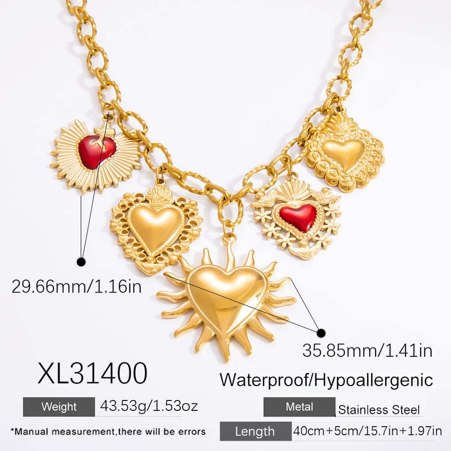 1 Piece Luxurious Series Retro Heart Stainless Steel 18K Gold Color Plated Women's Pendant Necklaces Picture2