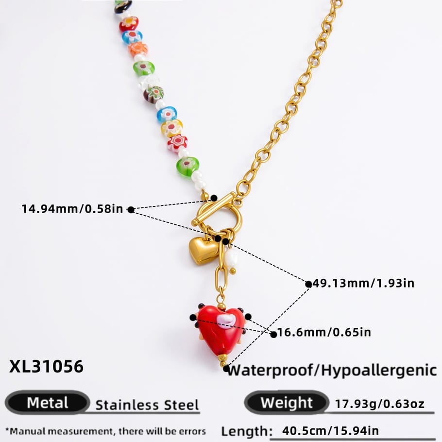 1 Piece Classic Series Retro Heart Stainless Steel 18K Gold Color Plated Glass Women's Pendant Necklaces Picture2