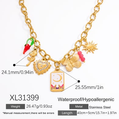 1 Piece Romantic Series Elegant Heart Stainless Steel 18K Gold Color Plated Glass Women's Pendant Necklaces h5 Picture2