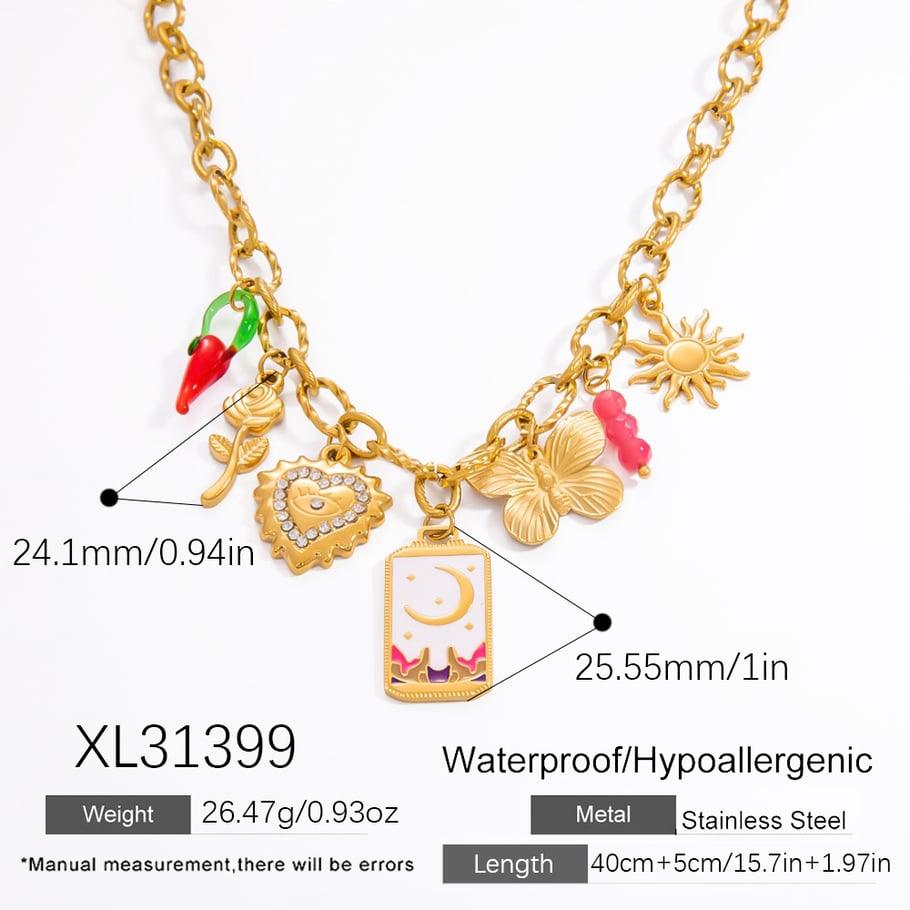 1 Piece Romantic Series Elegant Heart Stainless Steel 18K Gold Color Plated Glass Women's Pendant Necklaces Picture2