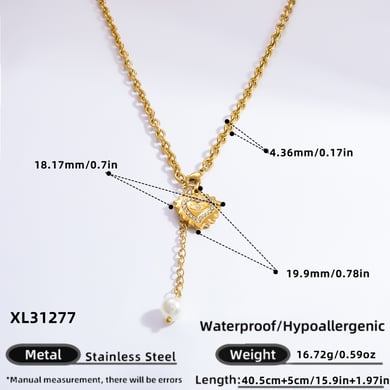 1 Piece Luxurious Series Elegant Heart Stainless Steel 18K Gold Color Plated Artificial Pearl Women's Pendant Necklaces h5 Picture2