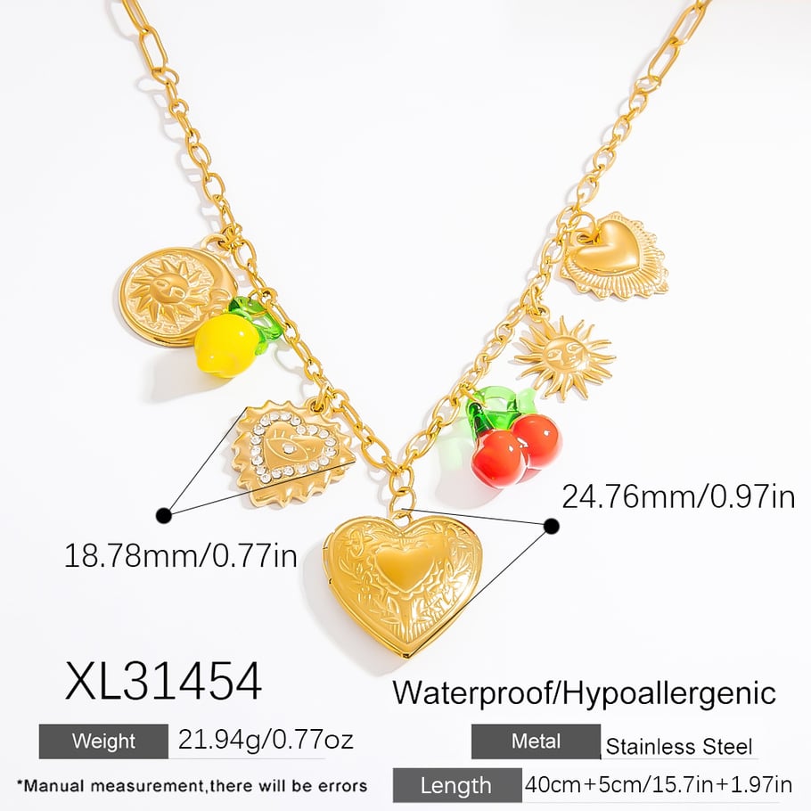 1 Piece Luxurious Series Sweet Heart Stainless Steel 18K Gold Color Plated Rhinestone Women's Pendant Necklaces Picture2