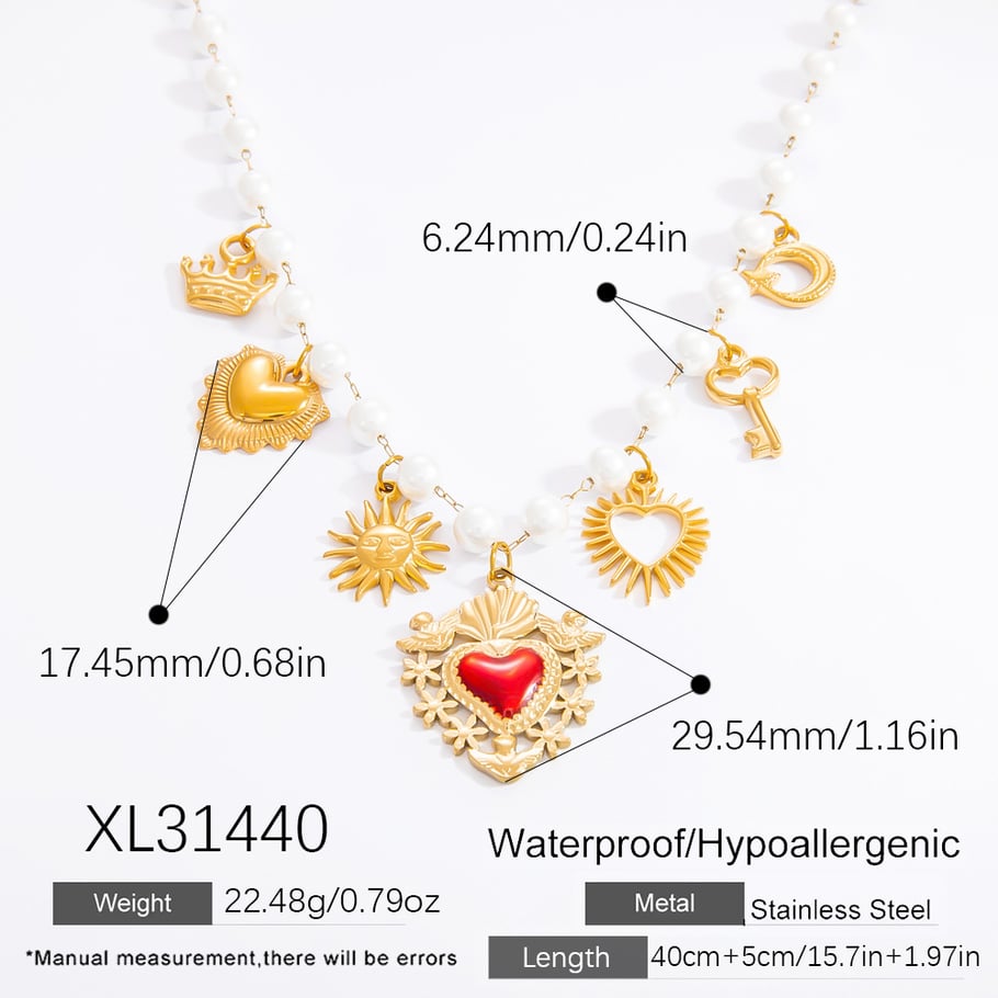 1 Piece Luxurious Series Elegant Heart Stainless Steel 18K Gold Color Plated Artificial Pearl Women's Pendant Necklaces Picture2