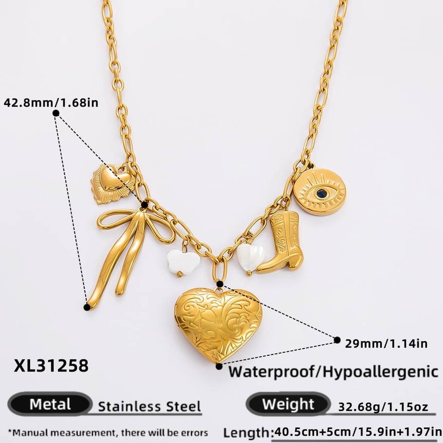1 Piece Luxurious Series Cute Heart Stainless Steel 18K Gold Color Plated Shell Women's Pendant Necklaces Picture2