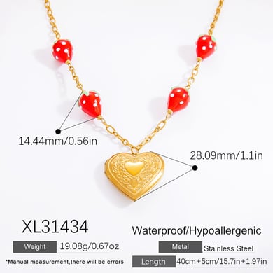 1 Stück Halsketten mit Anhänger „Romantic Series Sweet Heart“ aus Edelstahl mit 18 Karat vergoldetem Glas für Damen h5 Bild2