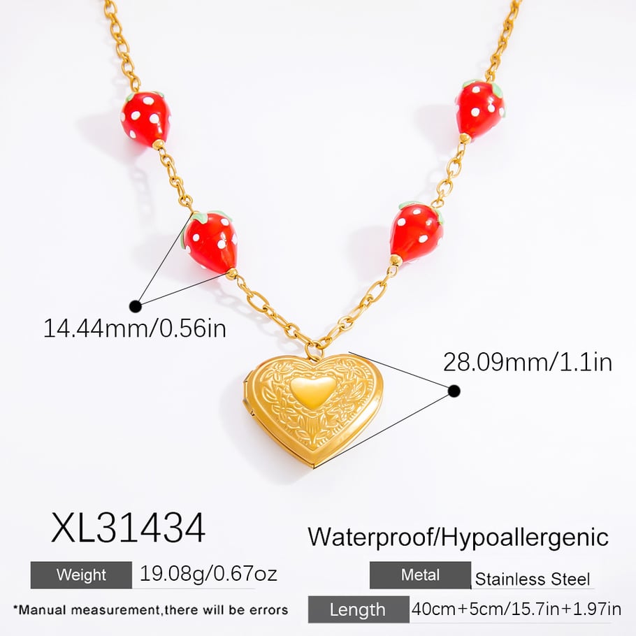 1 Stück Halsketten mit Anhänger „Romantic Series Sweet Heart“ aus Edelstahl mit 18 Karat vergoldetem Glas für Damen Bild2