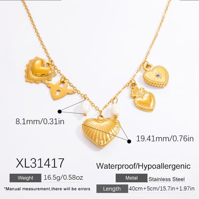 1 Piece Romantic Series Natural Heart Stainless Steel 18K Gold Color Plated Artificial Pearl Women's Pendant Necklaces h5 Picture2