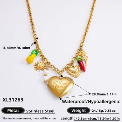 1 Stück Romantische Serie Tägliches Herz Edelstahl 18 Karat vergoldetes Glas Damen Anhänger Halsketten h5 Bild2