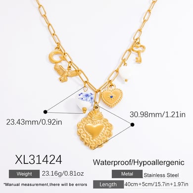 1 Stück Romantische Serie Elegante Herz Edelstahl 18 Karat vergoldet Kunstperle Frauen Anhänger Halsketten h5 Bild2