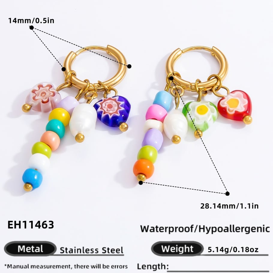 1 Pair Romantic Series Cute Heart Stainless Steel 18K Gold Color Plated Glass Women's Drop Earrings Picture2