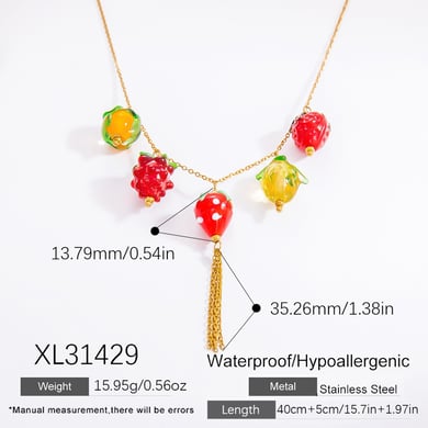 1 Piece Romantic Series Sweet Heart Stainless Steel 18K Gold Color Plated Glass Women's Pendant Necklaces h5 Picture2