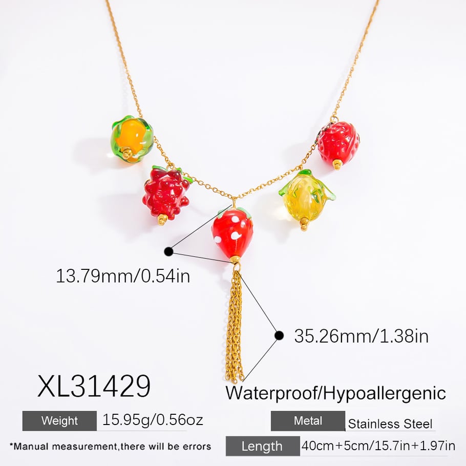 1 Piece Romantic Series Sweet Heart Stainless Steel 18K Gold Color Plated Glass Women's Pendant Necklaces Picture2