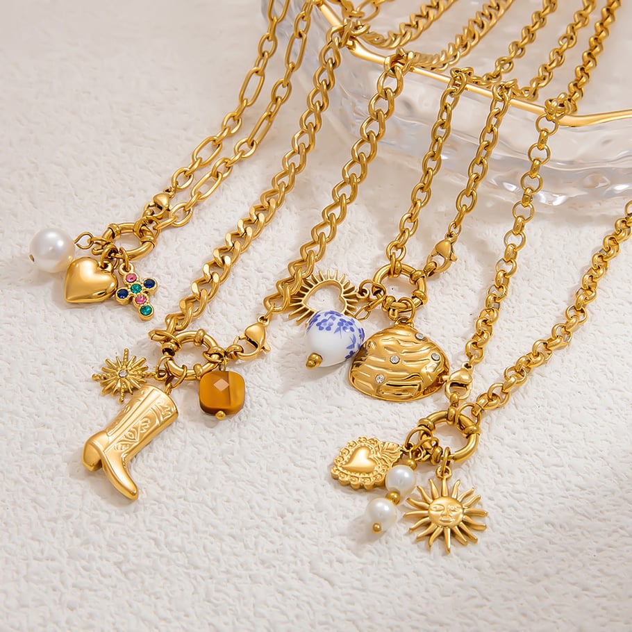 1 Piece Classic Series Simple Heart Stainless Steel 18K Gold Color Plated Artificial Pearl Women's Pendant Necklaces Picture2