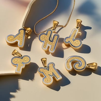 1 Paar Unisex-Anhänger aus Edelstahl mit klassischem Buchstaben der Simple-Serie, 18 Karat vergoldet h5 Bild2