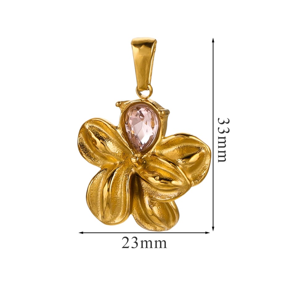 1 Piece Classic Series Fashionable Flower Stainless Steel Gold Color Women's Pendants Picture2