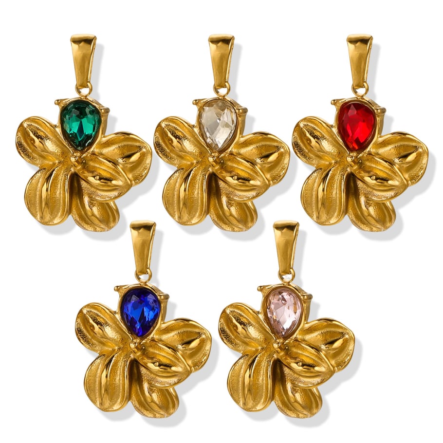 1 Piece Classic Series Fashionable Flower Stainless Steel Gold Color Women's Pendants 