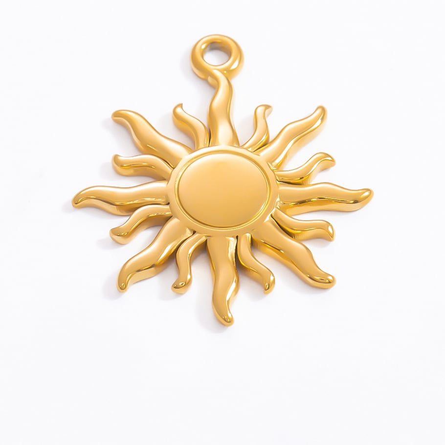 1 pieza de colgantes de acero inoxidable de color dorado con forma de sol de la serie romántica para mujer Imagen2