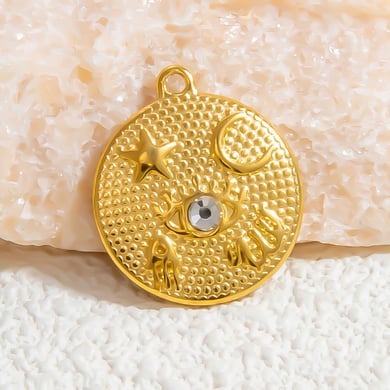 1 paio di pendenti da donna in acciaio inossidabile geometrico retrò della serie classica placcati in oro 18 carati h5 Immagine2