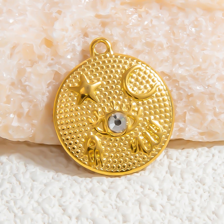 1 paio di pendenti da donna in acciaio inossidabile geometrico retrò della serie classica placcati in oro 18 carati Immagine2