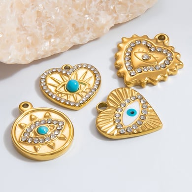 1 Piece Classic Series Retro Eye Stainless Steel Gold Color DIY Women's Pendants h5 Picture2