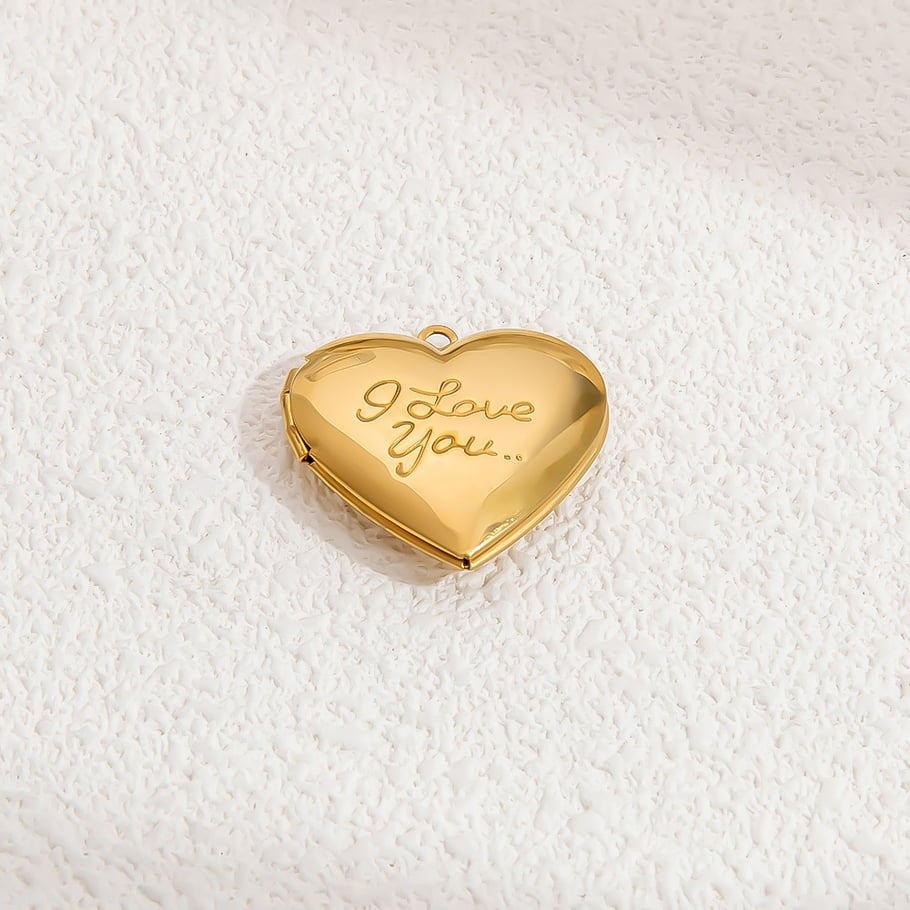 1 pieza de colgantes de acero inoxidable de color dorado con forma de corazón exquisito de serie clásica para mujer Imagen3