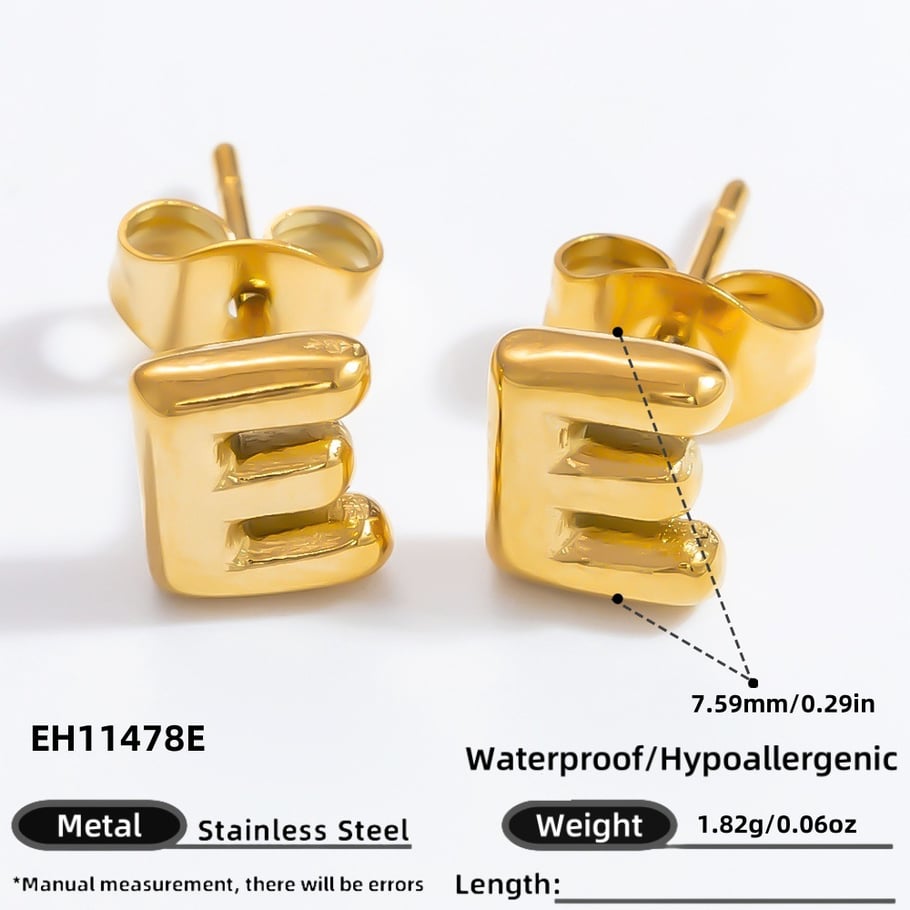 1 Pair Simple Series All-Match Letter Stainless Steel Gold Color Women's Stud Earrings Picture2