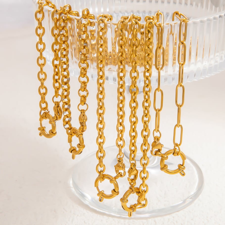 1 Piece Simple Series Daily Stainless Steel Gold Color DIY Women's Chain Necklaces h5Picture2