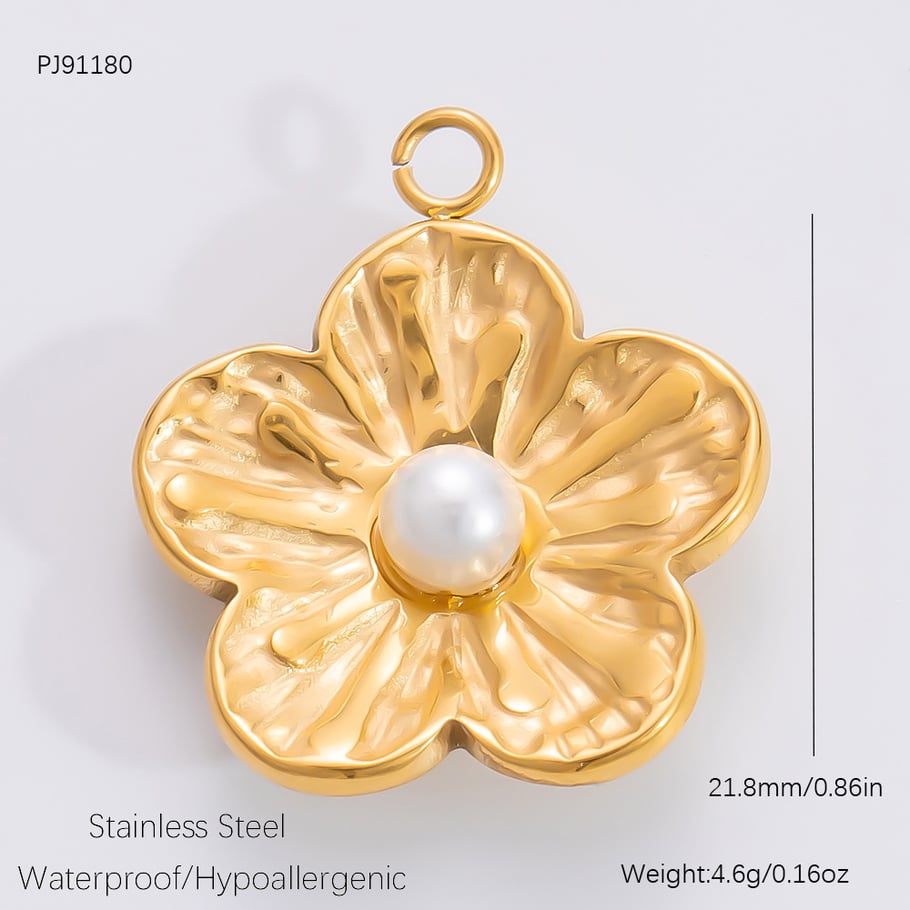 1 pezzo semplice serie retrò fiore in acciaio inossidabile colore oro fai da te pendenti da donna Immagine4