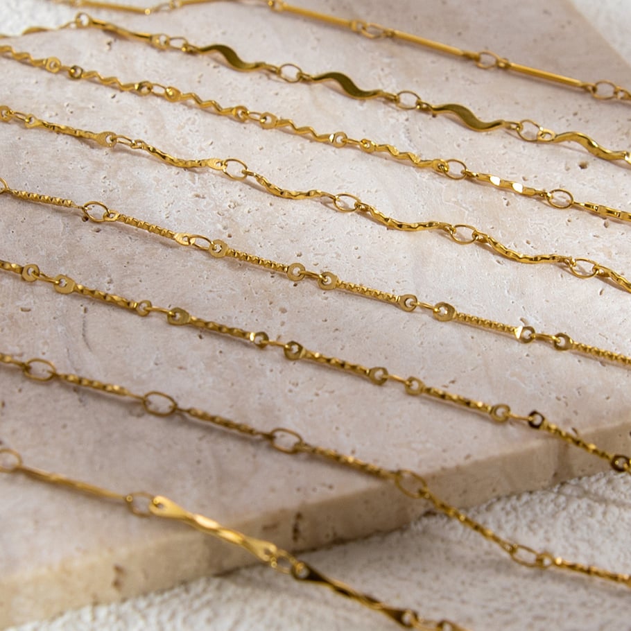 Pulseras de cadena para mujer de 1 pieza, de acero inoxidable, color dorado, de uso diario, de serie sencilla Imagen2