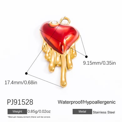 1 Piece Luxurious Series Stylish Drop Oil Heart Stainless Steel Gold Color DIY Women's Pendants h5 Picture2