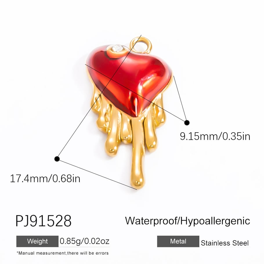 1 Piece Luxurious Series Stylish Drop Oil Heart Stainless Steel Gold Color DIY Women's Pendants Picture2