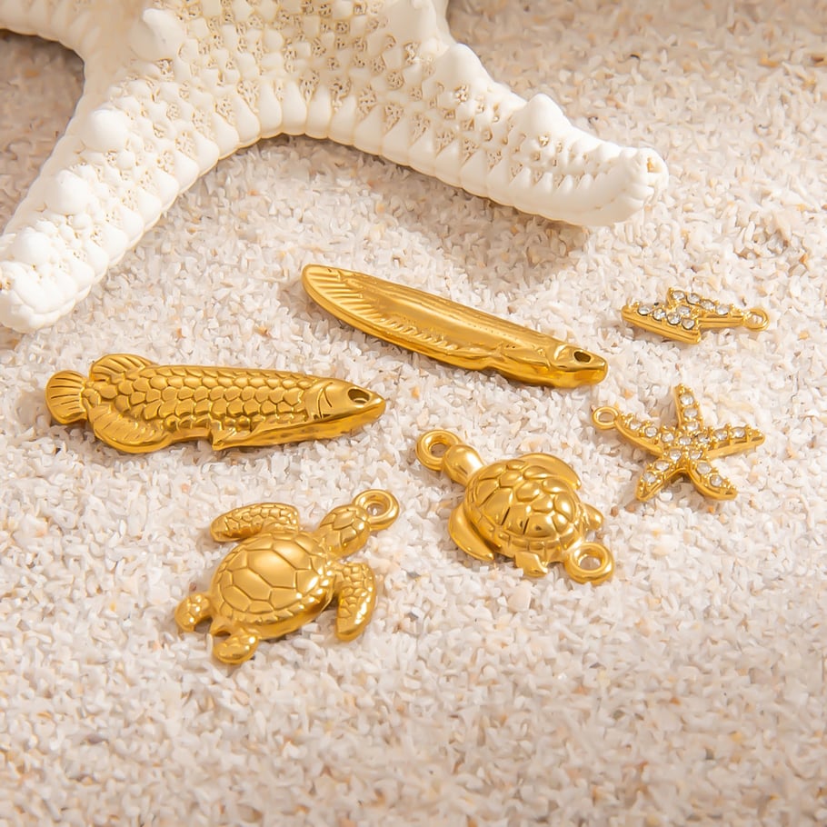 1 Pair Simple Series Daily Turtle Stainless Steel Gold Color DIY Women's Pendants Picture2