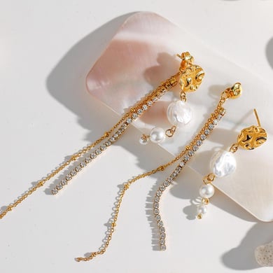 1 Pair Stylish Series Retro Charming Tassel Stainless Steel Gold Color Women's Drop Earrings h5 
