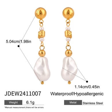 1 Pair Romantic Series Exquisite Irregular Stainless Steel Gold Color Women's Drop Earrings h5 Picture2