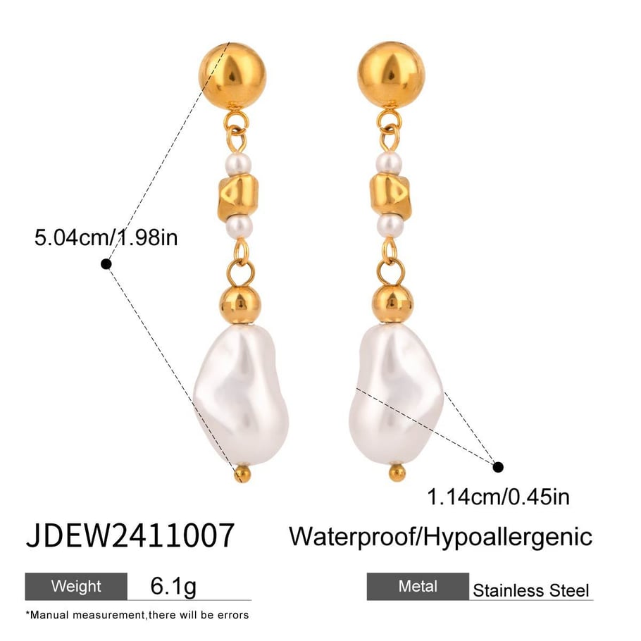 1 Pair Romantic Series Exquisite Irregular Stainless Steel Gold Color Women's Drop Earrings Picture2