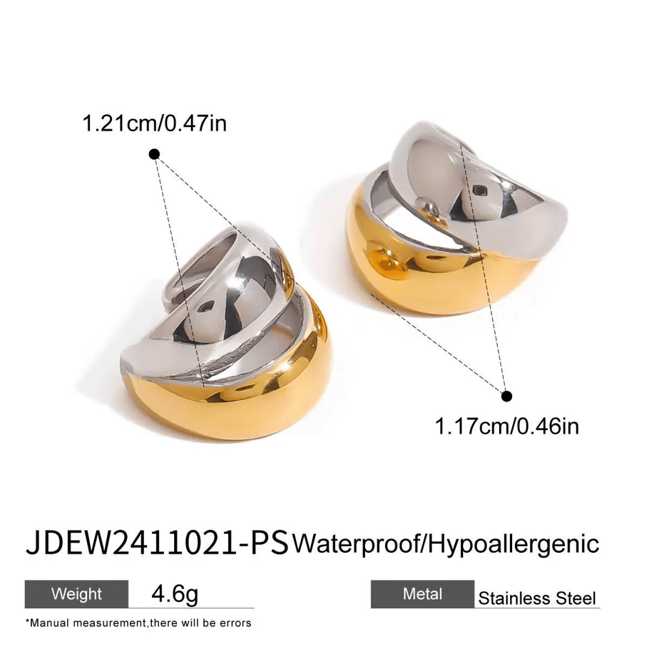 1 Paar Simple Series Tägliche ringförmige Edelstahl-Ohrclips mit 18 Karat Goldbeschichtung für Damen Bild2