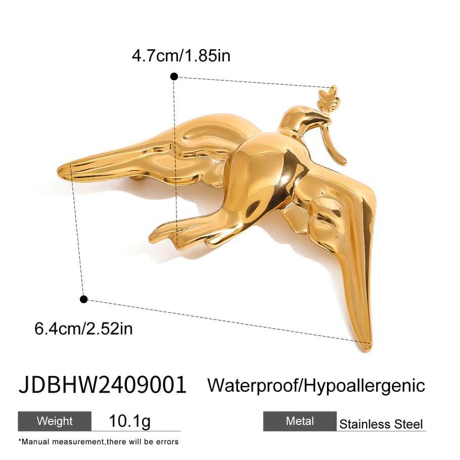 1 Pair Classic Series Natural Animal Stainless Steel 18K Gold Plated Women Brooches Picture2