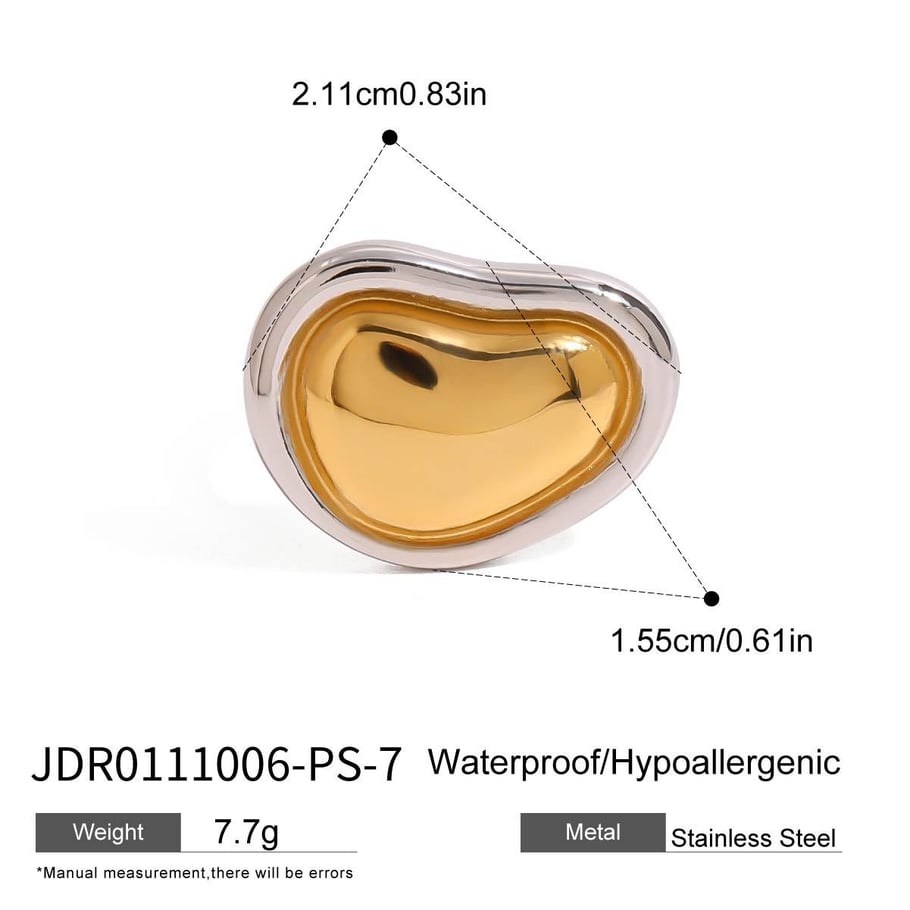 1 Piece Modern Series Elegant Designable Irregular Stainless Steel Gold And Silver Mixed Color Women's Single Rings Picture2